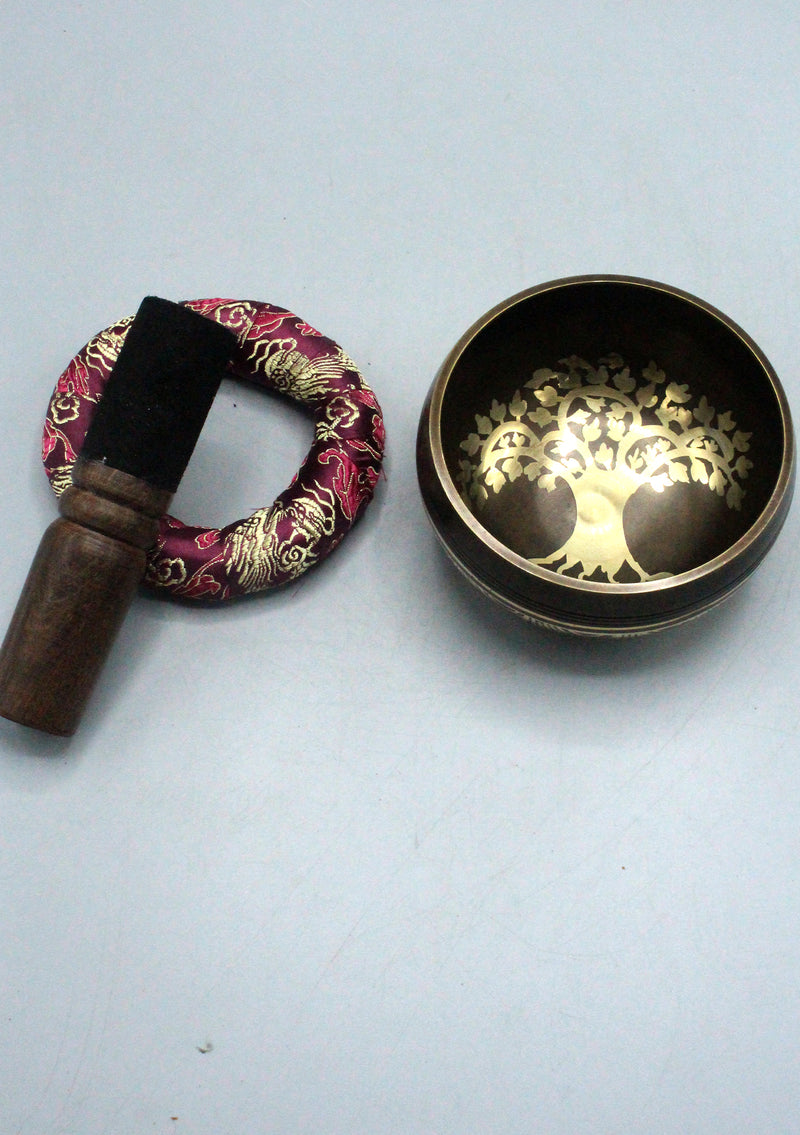 Tibetan Tree of Life Etched Singing Bowl