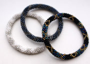 Black and White Multicolor Beads Nepalese Set of Three Roll on Bracelet - nepacrafts