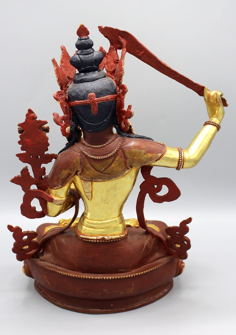 Gold Plated Exquisite Tibetan Manjushri Statue