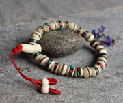 Inlay White Bone Wrist Mala - nepacrafts