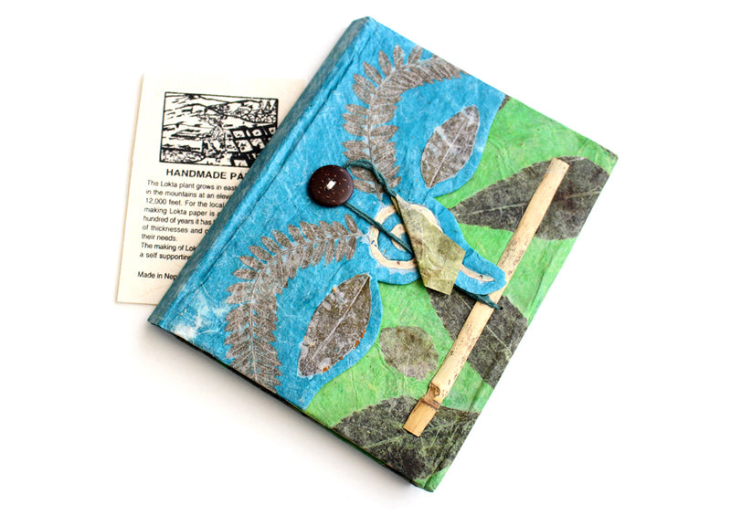 Knot Design Leaves Printed Blue Color Lokta Paper Journal Book - nepacrafts