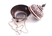 Copper Hanging Incense Burner Carved with 8 Auspicious Symbol - nepacrafts