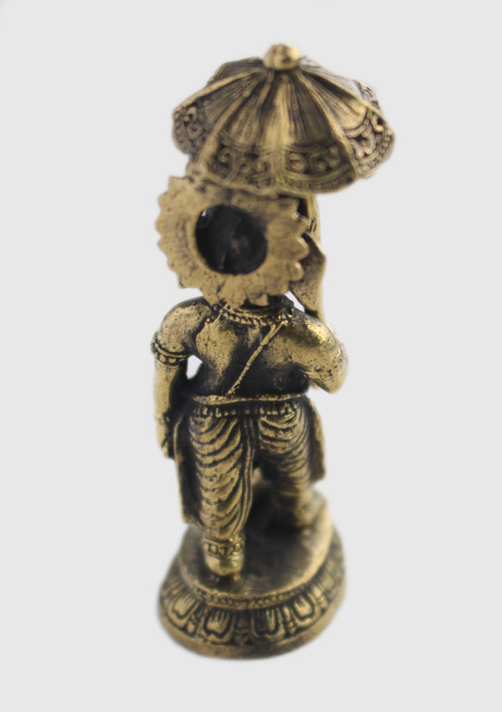 Brass Statue of Standing Lord Ganesha with Umbrella - nepacrafts