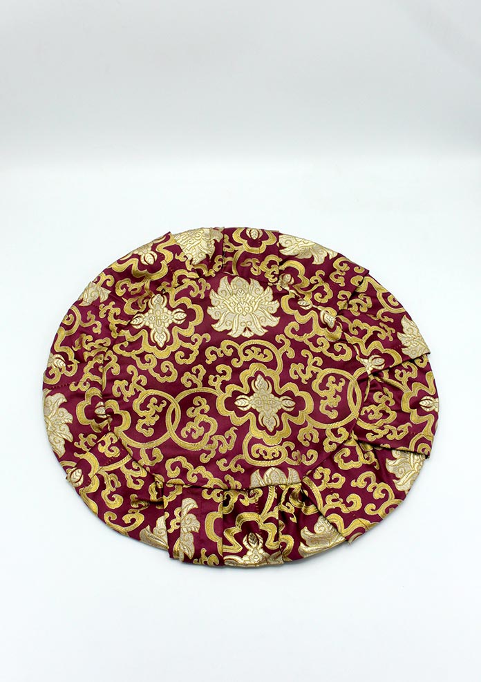 Serenity Zafu  Meditation Cushion Cover Red Brocade