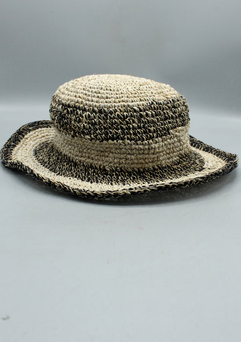 Black and White Hemp Summer Sun Hat