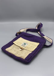 Purple Earthy Hemp Cross Body Passport Bag - nepacrafts