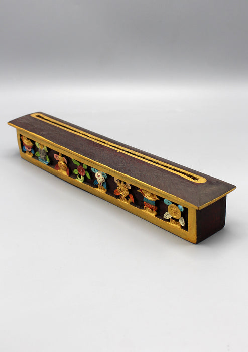 Eight Auspicious Symbols Wooden Incense Burner Box