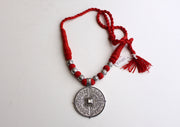 Graceful Mandala White Metal Tribal Pendant - nepacrafts