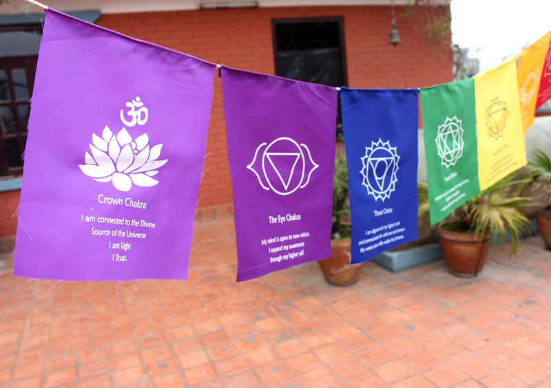 Seven Chakra Healing Prayer Flags - nepacrafts