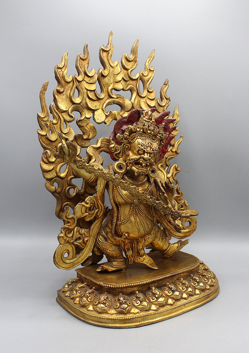 Gold Plated 15" High The Wrathful Deity Vajrapani Statue