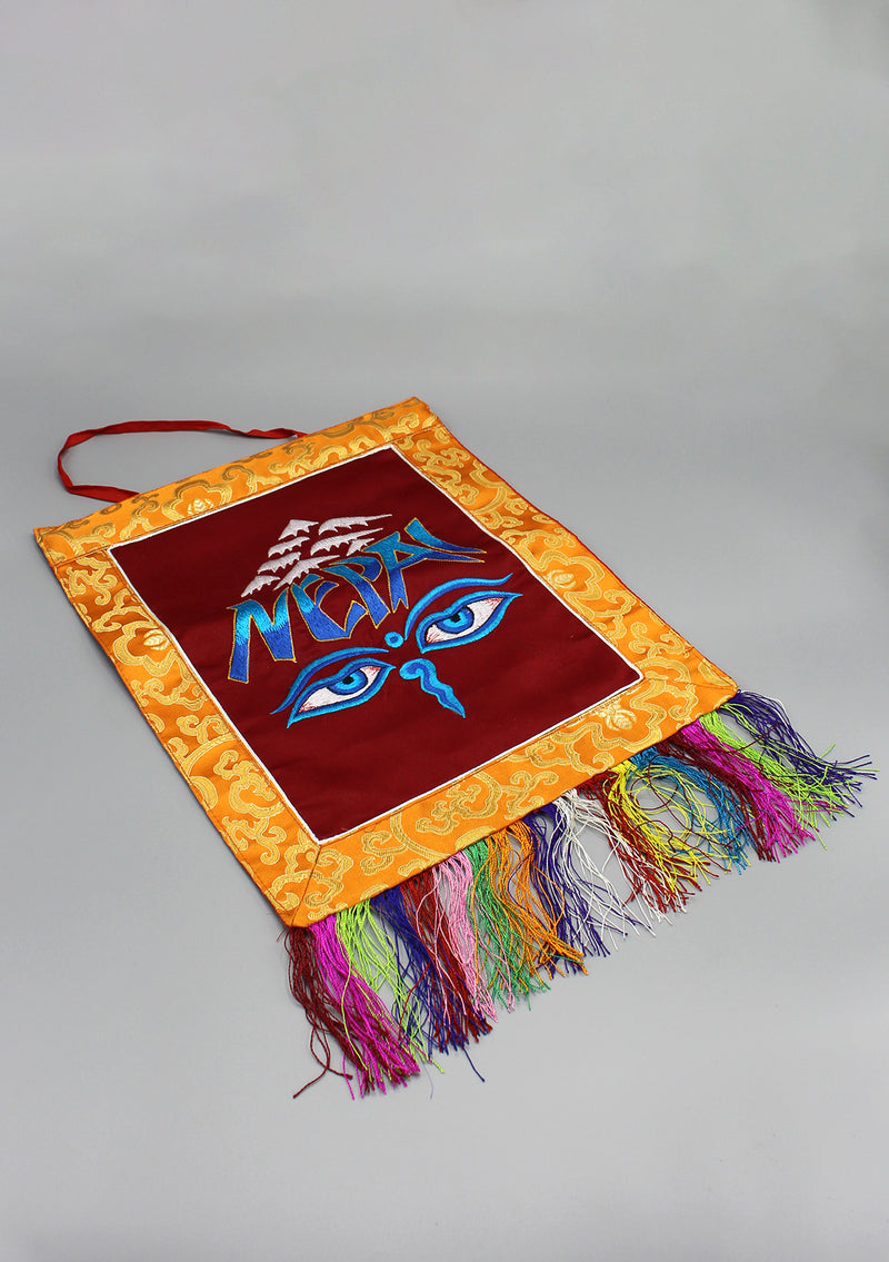 Buddha Eyes and NEPAL Embroidery Wall Hanging