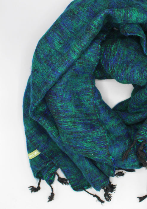 Green Plain Yak Wool Winter Shawl from the land of Himalayas-Nepal
