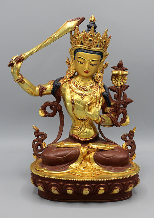 Gold Plated Exquisite Tibetan Manjushri Statue