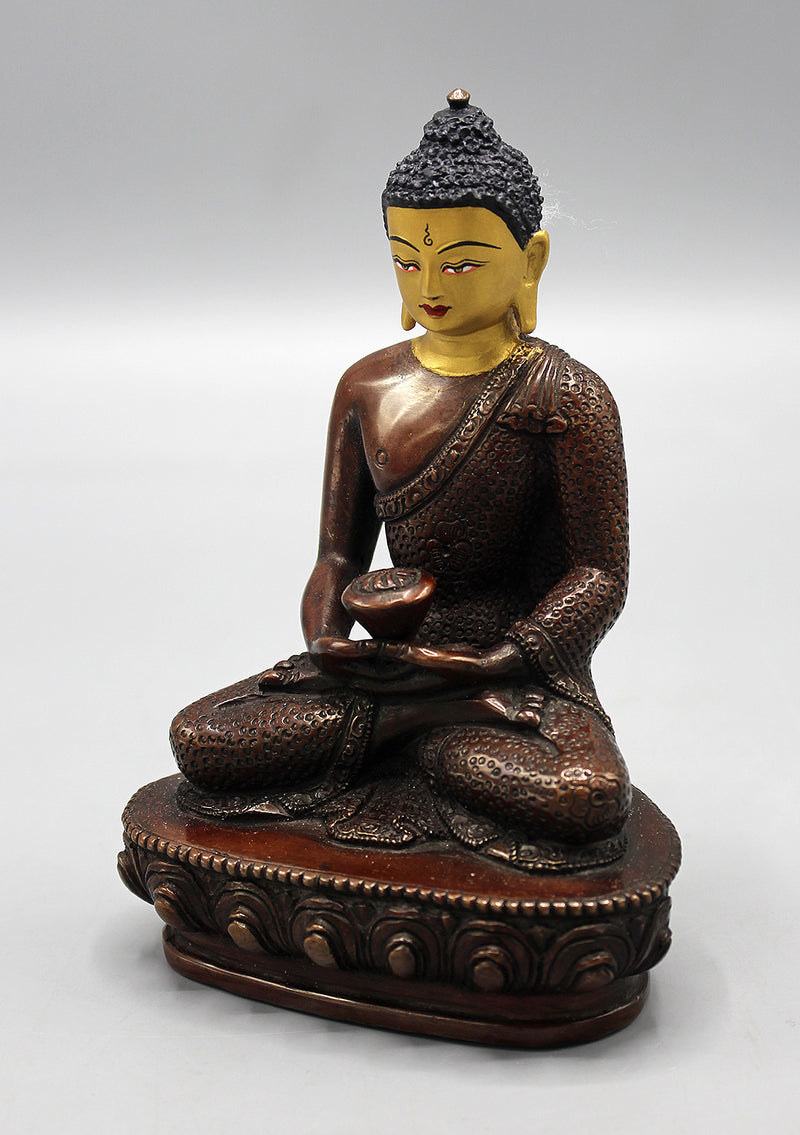 Golden Faced Copper Oxidized Amitabha Buddha Statue