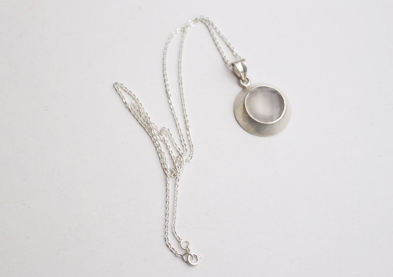 Beautiful Moonstone 925 Silver Sterling Pendant in a Diamond Cut Design - nepacrafts