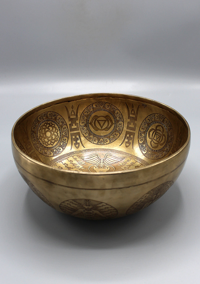 Seven Chakra Carved Meditation Tibetan Singing Bowl