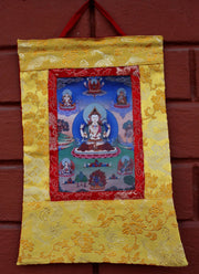 Tibetan Deities Photo Brocade Banner - nepacrafts