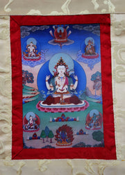 Tibetan Deities Photo Brocade Banner - nepacrafts