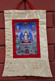 Tibetan Deities Photo Brocade Banner - nepacrafts