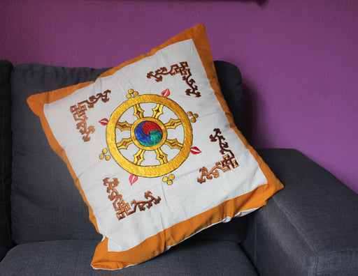 The Dharma Chakra Cotton Pillow Covers - nepacrafts
