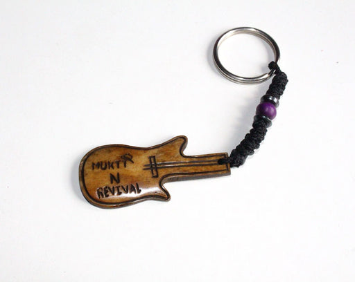 Mukti N Revival's Band Merchandise Guitar Shaped Bone Keychain - nepacrafts