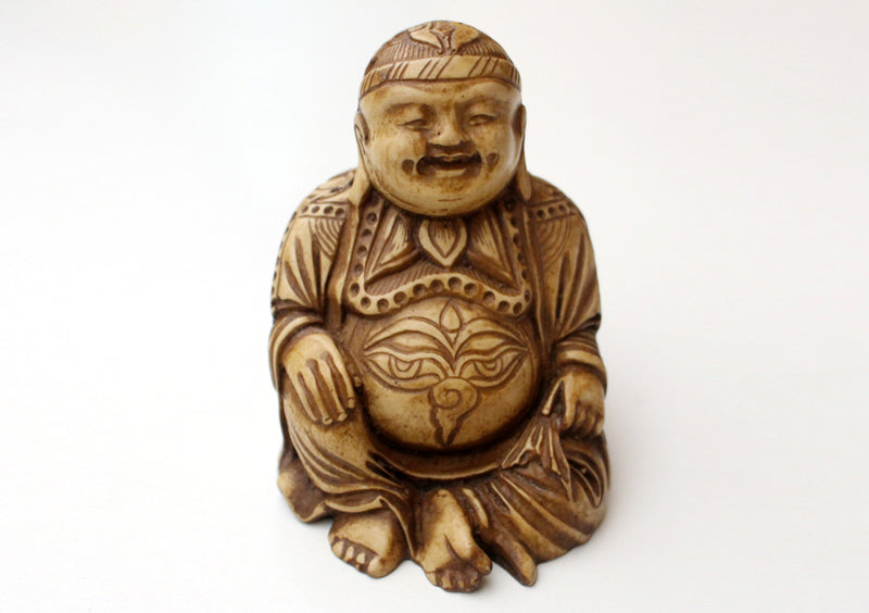 Seated Laughing Buddha Resin Statue 4" - nepacrafts