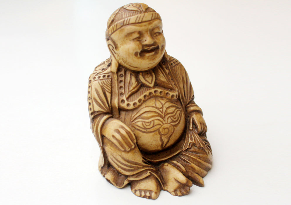 Seated Laughing Buddha Resin Statue 4" - nepacrafts