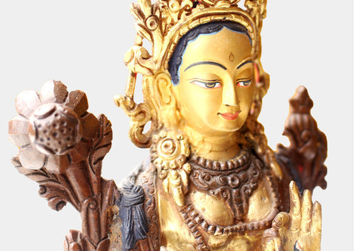 Gold Plated Eternal White Tara Statue 8 Inch - nepacrafts