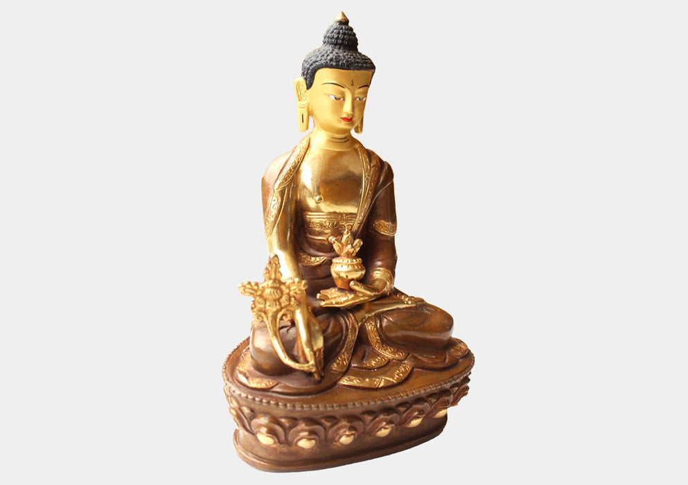 Gold Plated 8" Medicine Buddha Statue from Nepal - nepacrafts